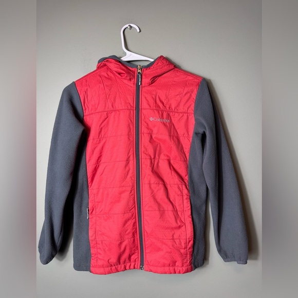 Columbia Youth Jacket Hooded Full Zip‎ Red/Gray Medium 10/12 - Picture 1 of 9